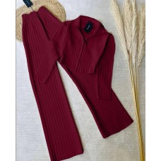 Базовый костюм Ангора: топ на молнии+брюки прямые бордо