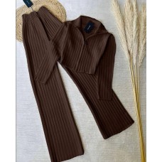 Базовый костюм Ангора: топ на молнии+брюки прямые шоколад