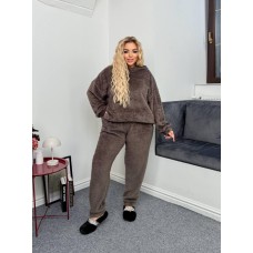 Приятный махровый домашний костюм/пижама БАТАЛ мокко