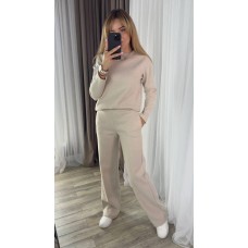 Костюм: брюки талия на резинке с двумя карманами+кофта Ангора БАТАЛ светлый бежевый (Таш)
