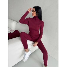 Костюм из пушистой ангоры с вышивкой (гольф+леггинсы) бордо